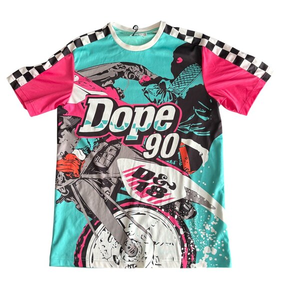 Dope Graphic T-Shirt S Short Sleeve 90s Style Polyester Unisex - Picture 1 of 5